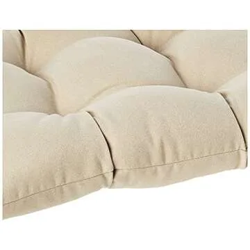 Pillow Perfect Pompeii Solid Indoor/Outdoor Wicker Patio Sofa/Swing Cushion Tufted, Weather and Fade Resistant, 19" x 44", Beige