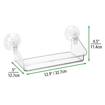 mDesign Clear Suction Shelves - 2 Pack Home Organizer