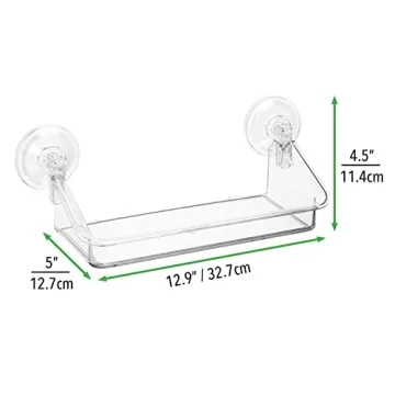 mDesign Clear Suction Shelves - 2 Pack Home Organizer