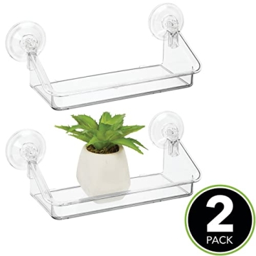 mDesign Clear Suction Shelves - 2 Pack Home Organizer