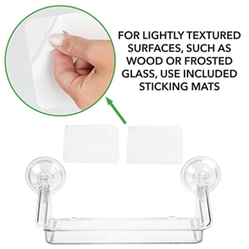 mDesign Clear Suction Shelves - 2 Pack Home Organizer