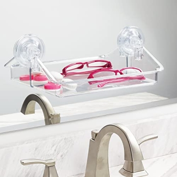 mDesign Clear Suction Shelves - 2 Pack Home Organizer