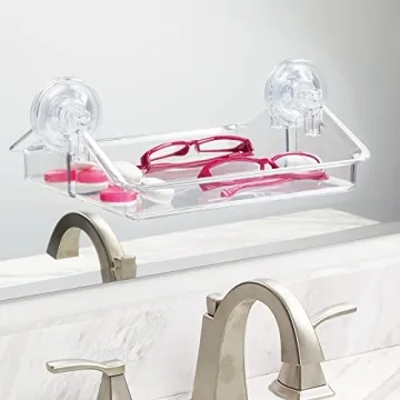 mDesign Clear Suction Shelves - 2 Pack Home Organizer