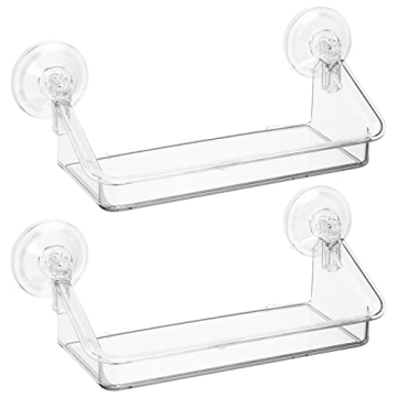 mDesign Clear Suction Shelves - 2 Pack Home Organizer