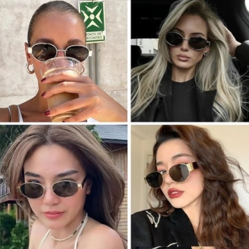 Trendy Gold Retro Oval Sunglasses for Women and Men