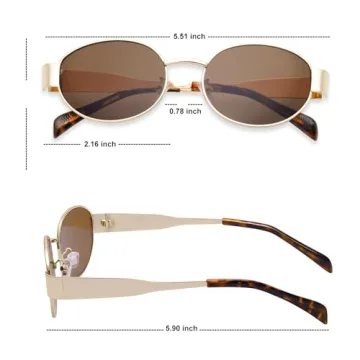 Trendy Gold Retro Oval Sunglasses for Women and Men