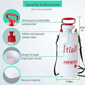Itisll Portable Garden Pump Sprayer - Brass Wand & Strap