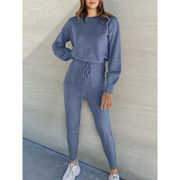 ANRABESS Women's Two Piece Outfits Sweater Sets Long Sleeve Knit Pullover and Jogger Pants Tracksuit...