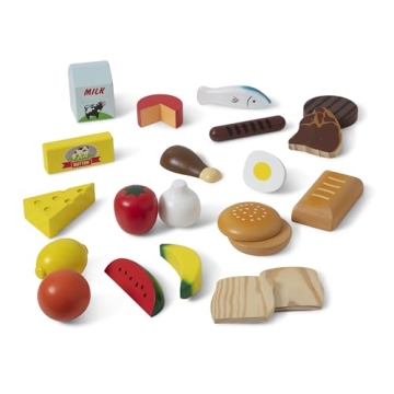 Melissa & Doug Wooden Play Food Set 21 Pieces 4 Crates
