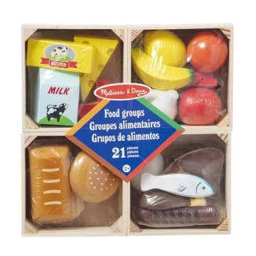 Melissa & Doug Wooden Play Food Set 21 Pieces 4 Crates