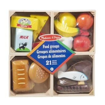 Melissa & Doug Wooden Play Food Set 21 Pieces 4 Crates