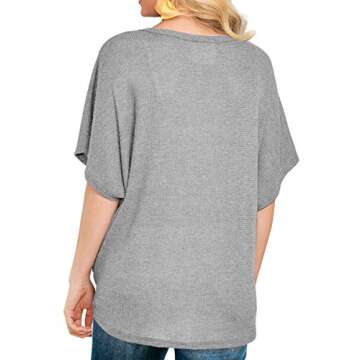 VIISHOW Women's Loose Henley Blouse - Stylish Batwing Top