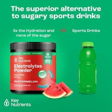 KEY NUTRIENTS Multivitamin Electrolytes Powder No Sugar - Refreshing Watermelon Electrolyte Powder - Endurance & Energy Supplement - Hydration Powder - No Calories - 90 Servings - Made in USA