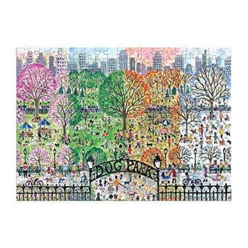 Galison Michael Storrings Dog Park in Four Seasons 1000 Piece Puzzle from Galison - Beautiful 1000 Piece Puzzle for Adults, Challenging and Fun, Thick and Sturdy Pieces, Great Gift Idea