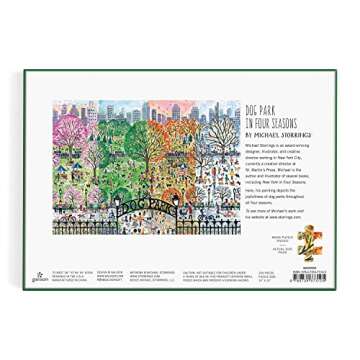 Galison Michael Storrings Dog Park in Four Seasons 1000 Piece Puzzle from Galison - Beautiful 1000 Piece Puzzle for Adults, Challenging and Fun, Thick and Sturdy Pieces, Great Gift Idea