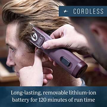 Oster Professional Cordless Hair Clippers, Classic 76 for Barbers and Hair Cutting with Detachable Blade, Burgundy