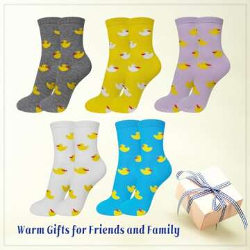 KONY 5 Pack Women's Cute Animal Socks - Cat Dog Duck Patterns