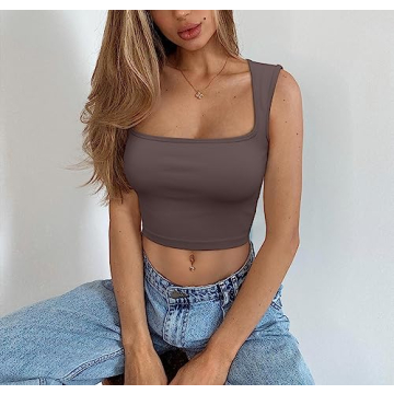 Meyeeka Women's Stylish Sleeveless Crop Top in Desert Taupe