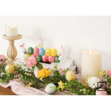 ZIFTY 5FT Easter Garland Spring Vine with Easter Eggs Flowers Berries for Rustic Mantle Arch Home Table Tree Decoration