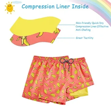 Cozople Boys Swim Trunks Banana Graphic Compression Liner