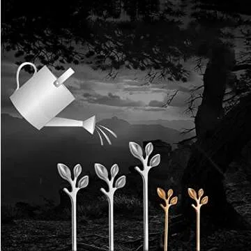 Gold Leaf Espresso Coffee Spoon Ice-Cream Tea Sugar Spoon Stainless Steel 4.7 Inches Mini Stirring Spoons Dessert Demitasse Spoons, Set of 4