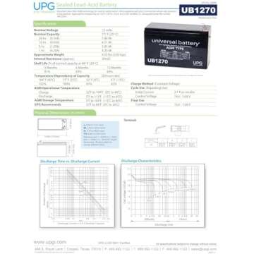 Universal Power Group UPG UB1270-12V 7AH SLA Battery