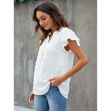 Blooming Jelly Women's Flowy Summer Blouse with Ruffles