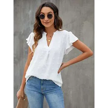 Blooming Jelly Women's Flowy Summer Blouse with Ruffles