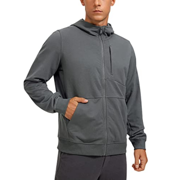 CRZ YOGA Men's Cotton Zip-up Hoodie: Soft, Stylish, Athletic Gear