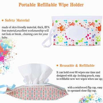 FEBSNOW 4 Pack Baby Refillable Baby Wet Wipe Dispenser, Reusable Wipes Pouch Container, Lightweight Portable Travel Wipes Holders
