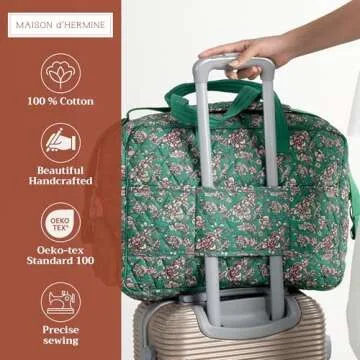 Maison d' Hermine Weekend Bag Cotton Quilted Duffel Overnight Luggage Weekender Gym Bag for Mothers ...