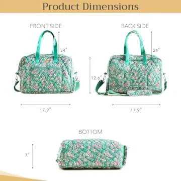 Maison d' Hermine Weekend Bag Cotton Quilted Duffel Overnight Luggage Weekender Gym Bag for Mothers Day Gifts Travel Men Women Business Travellers Family Trip, Surya - Green