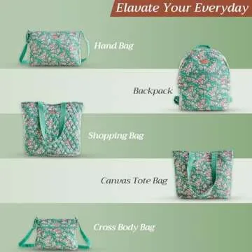 Maison d' Hermine Weekend Bag Cotton Quilted Duffel Overnight Luggage Weekender Gym Bag for Mothers Day Gifts Travel Men Women Business Travellers Family Trip, Surya - Green