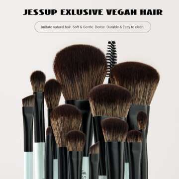 Jessup Double Sided Makeup Brushes Set T500 Bundled with Foundation Brush SF002