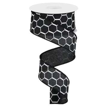 Craig Bachman 1.5" Chicken Wire Royal Ribbon: 10 Yards in Black for Crafting