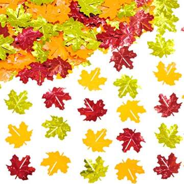 Fall Party Table Scatter Confetti - Thanksgiving Day Maple Leaves Foil Metallic Sequins Confetti Autumn Party Sprinkles Confetti Decorations, 60g