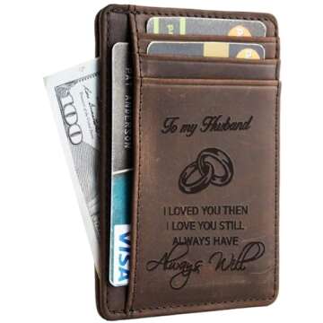 Toughergun Engraved Gifts for Son, Husband Birthday Gifts, Men’s Leather Pocket Wallet Gifts for M...
