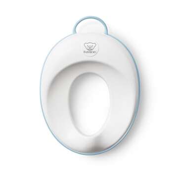 BABYBJORN Toilet Trainer, White/Turquoise, 1 Count (Pack of 1) & Step Stool, White/Gray