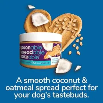 Fruitables Spreads – Spreadable Dog Treat – Bakeable Dog Treat – Real Coconut & Oatmeal – Human-Grade 100% Natural Ingredients – Great for All Dogs – 7 Ounces
