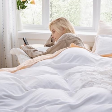 Bedsure Bright White King Size Duvet Cover - Luxe Comfort