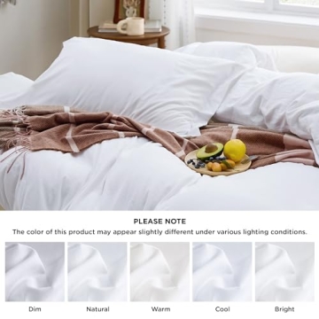 Bedsure Bright White King Size Duvet Cover - Luxe Comfort