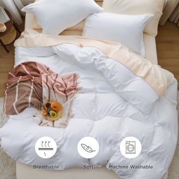 Bedsure Bright White King Size Duvet Cover - Luxe Comfort