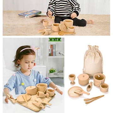 Montessori Sensory Bin Toys Set for Toddlers - 9 Wooden Tools