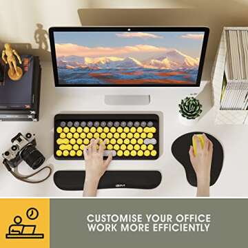 GIM Keyboard and Mouse Pad with Gel Wrist Rest Support, Memory Foam Set with Non Slip Rubber Base for Office, Gaming, Computer, Laptop and Mac