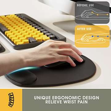 GIM Keyboard and Mouse Pad with Gel Wrist Rest Support, Memory Foam Set with Non Slip Rubber Base for Office, Gaming, Computer, Laptop and Mac