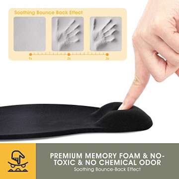 GIM Keyboard and Mouse Pad with Gel Wrist Rest Support, Memory Foam Set with Non Slip Rubber Base for Office, Gaming, Computer, Laptop and Mac