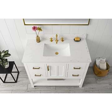 Urban Furnishing - Henry 42-Inch (42") Bathroom Sink Vanity Set with Carrarra White Quartz Top - White