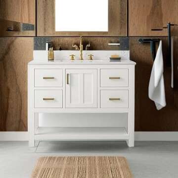 Urban Furnishing - Henry 42-Inch (42") Bathroom Sink Vanity Set with Carrarra White Quartz Top - White