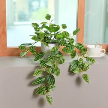 SOGUYI 15 Inch Faux Peperomia Plant for Indoor Decor