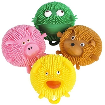 Curious Minds Busy Bags Set of 4 (3") Cute Mini Animal Puffer Balls - Sensory Fidget and Stress Ball...